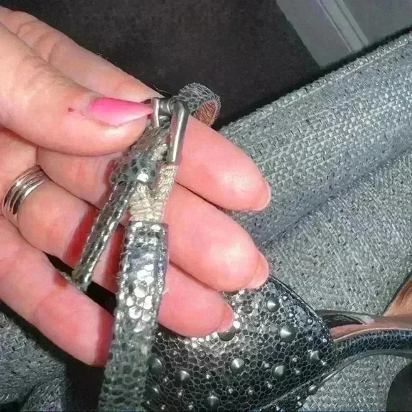 STEVEN black and gunmetal gray closed toe studded heel Size 7.5 - Picture 4 of 7